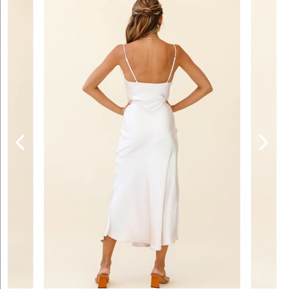 Downtown Cami Strap Front Split Satin Dress - Picture 3 of 11